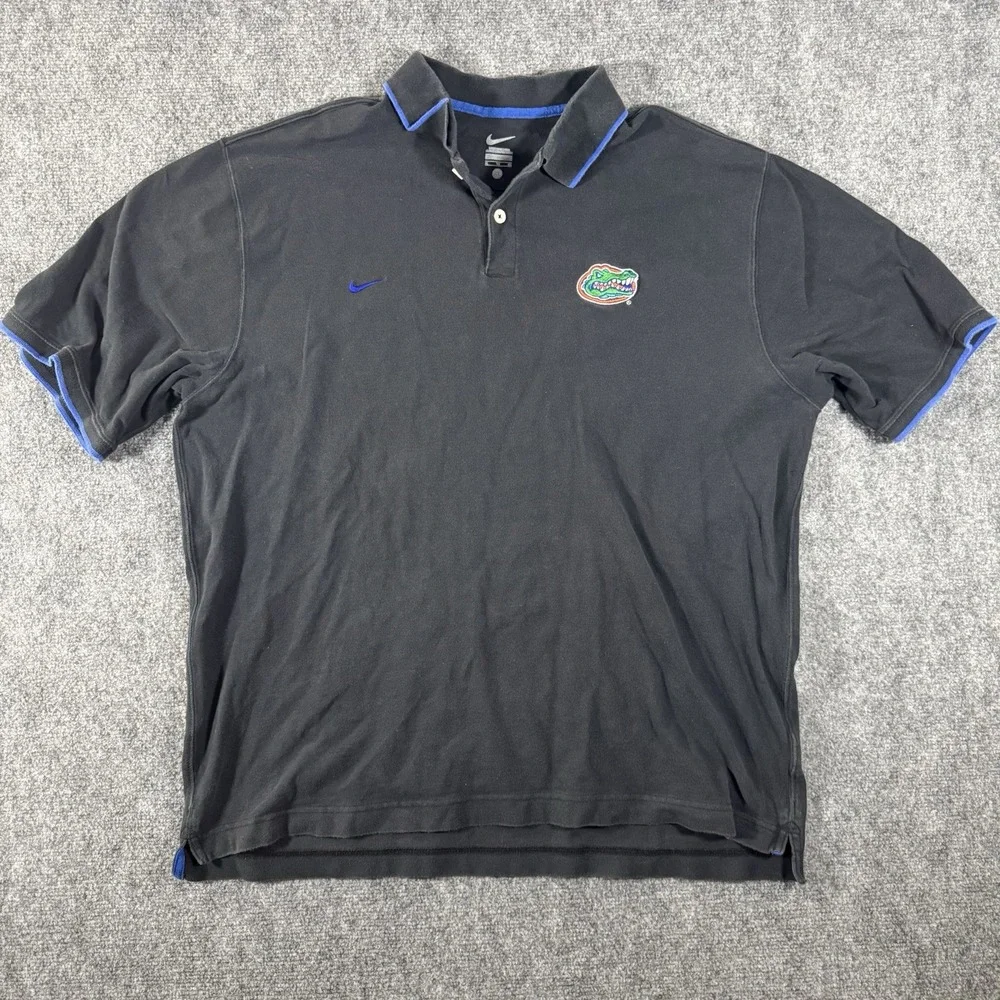 Nike Florida Gators Polo Shirt Men's XL Black Blue Golf NCAA Performance